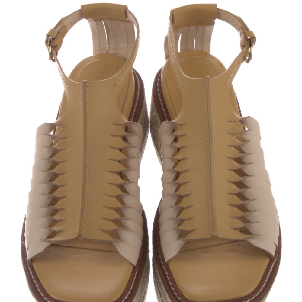 ULLA JOHNSON Valencia Twisted Contrast Flatform Sandals Sand 37 $690 - Picture 3 of 10